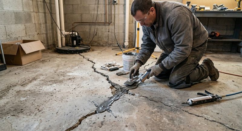 Cracked Basement Floor Repair in Methuen, MA