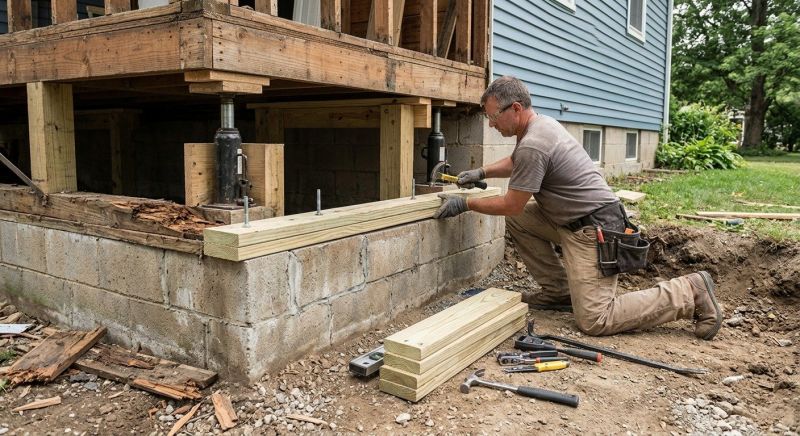 Sinking Foundation Repair in Pelham, NH